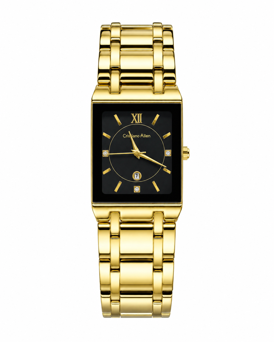 Cristiano Aillen Gold Black Square Watch