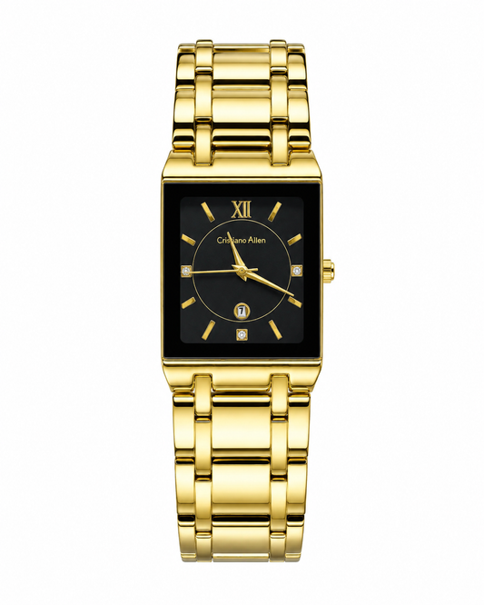 Cristiano Aillen Gold Black Square Watch