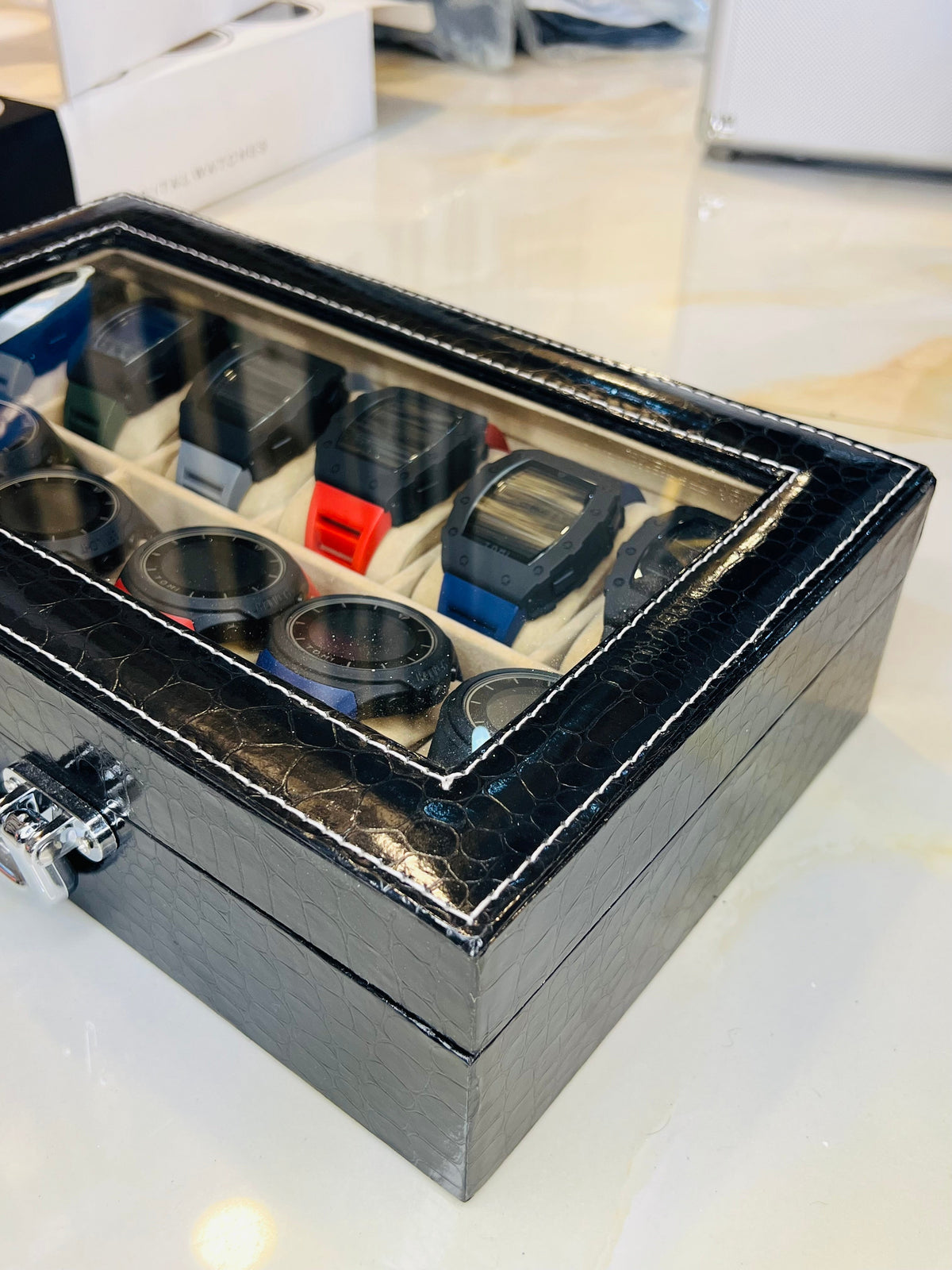 Watch Organiser 12 Slots Box With Handle