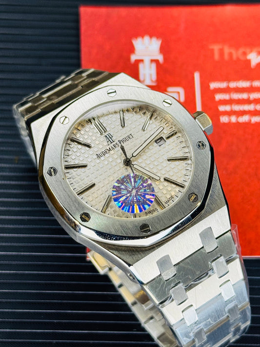 AP Super Clone Silver White Waffle Royal Oak Watch