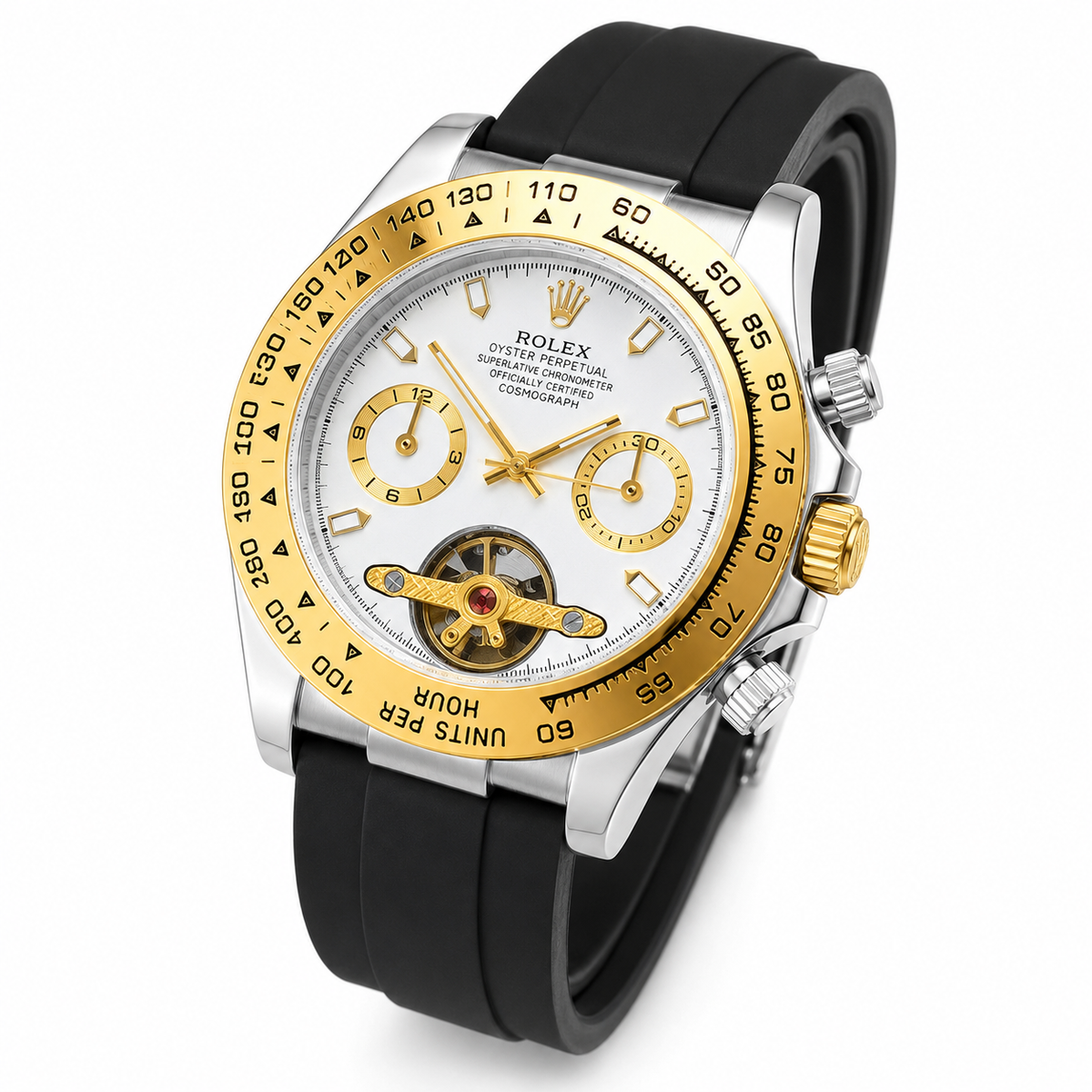 Skeleton Daytona Silver Gold Watch