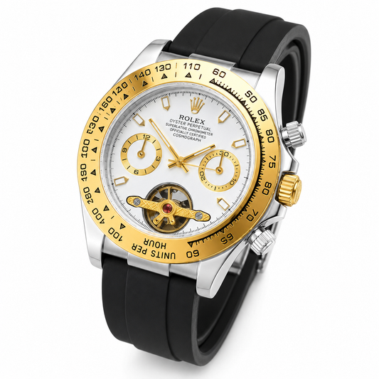Skeleton Daytona Silver Gold Watch