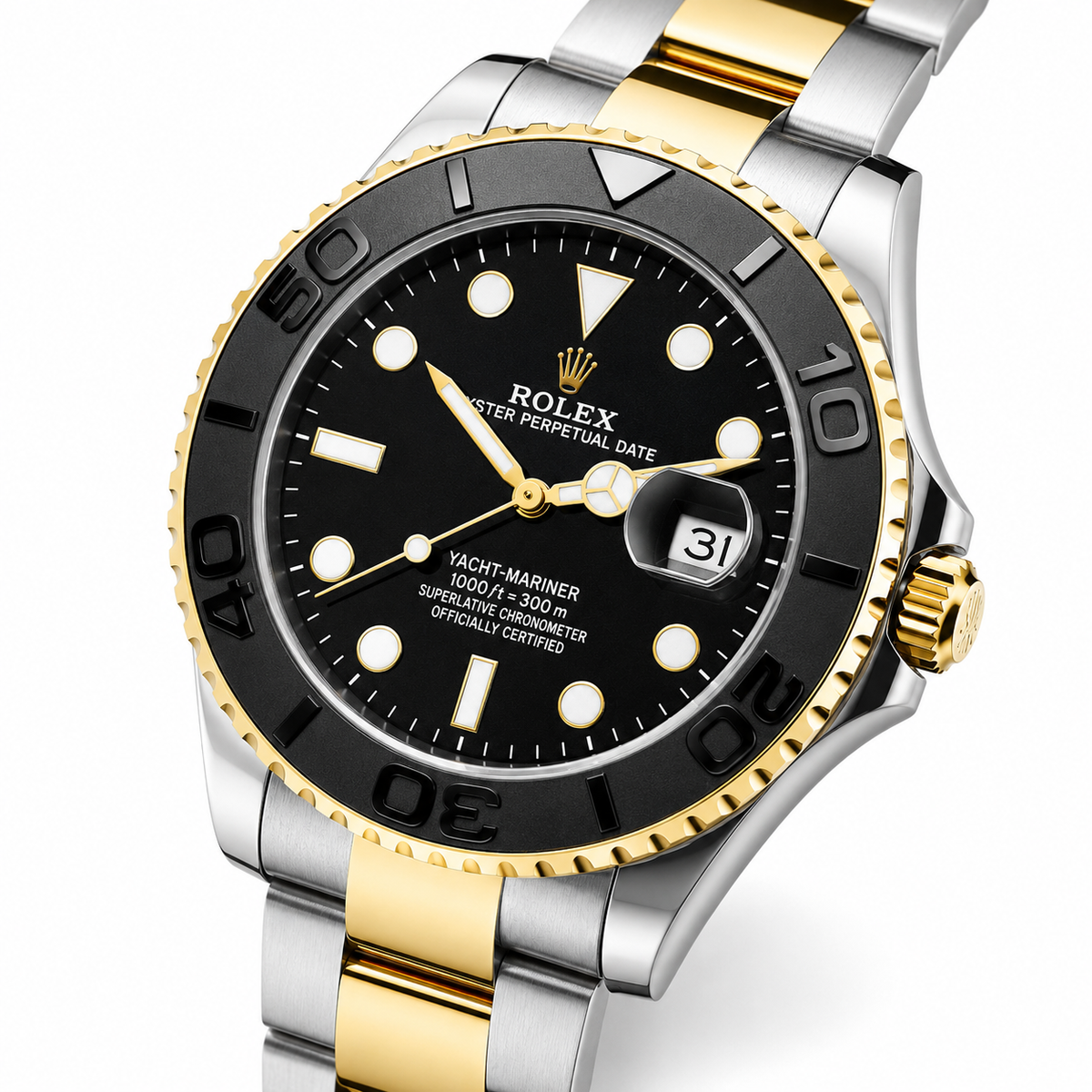 Two Tone Black Chain Yatchmaster Watch