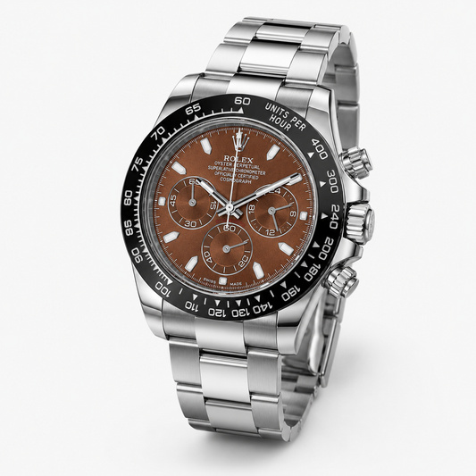 Silver Chocolate Daytona Chronograph Chain Strap Master Clone Watch