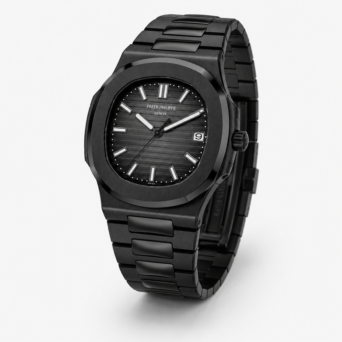 All Black Automatic Nautilus Super Clone Watch