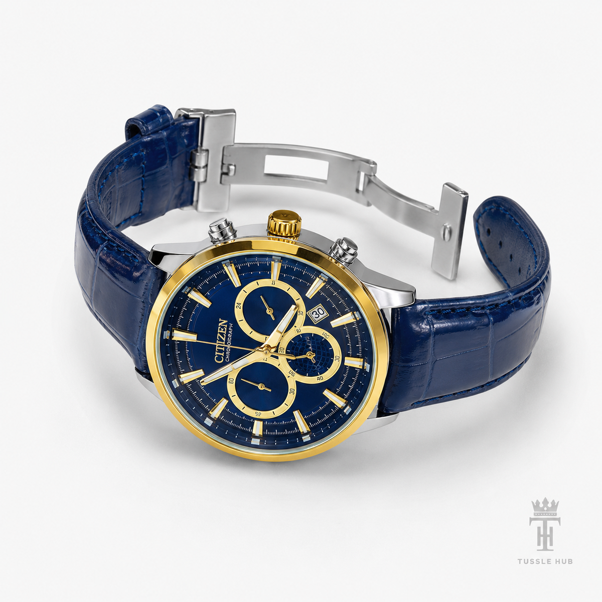 Citizen Globe Blue Gold Chronograph Watch