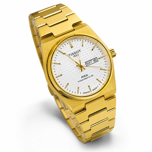 Tissot PRX Gold With White Textured Dial Watch