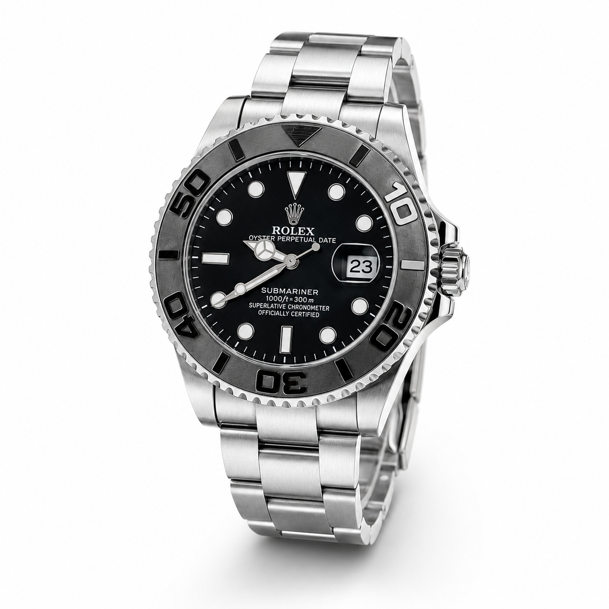 Silver Black Chain Yatchmaster Watch
