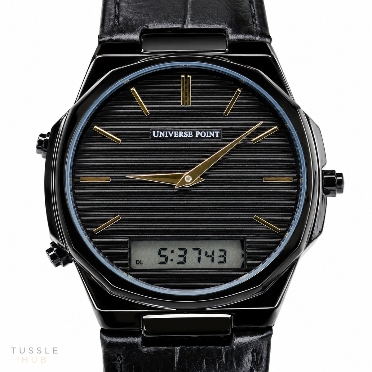 Universe Point Leather Dual Time Watch