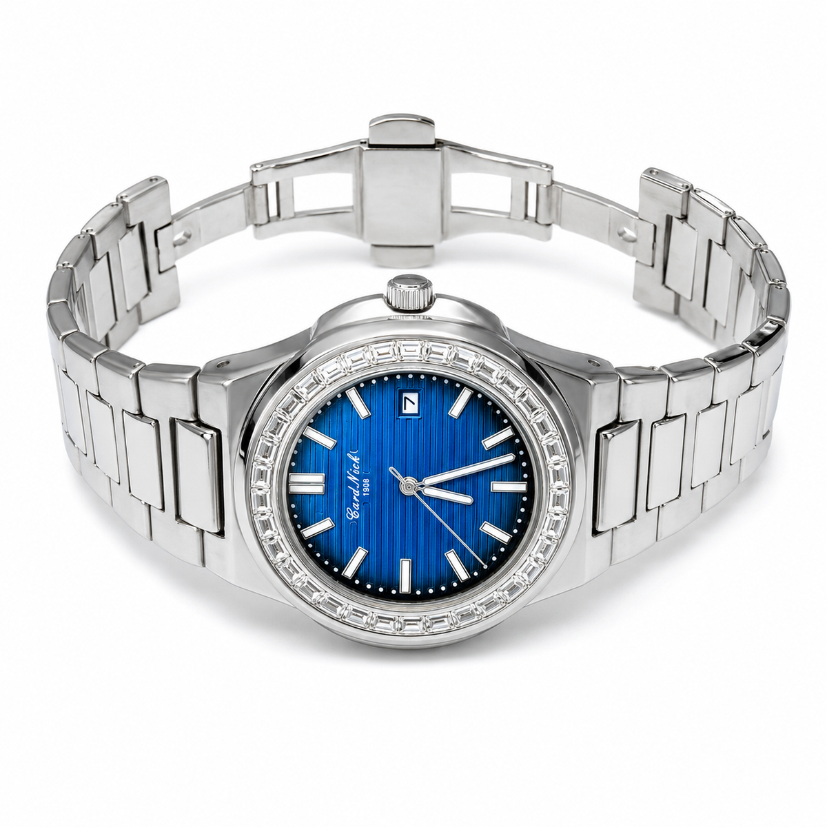 Card Nick Nautilus Silver Ocean Gem Stone Watch