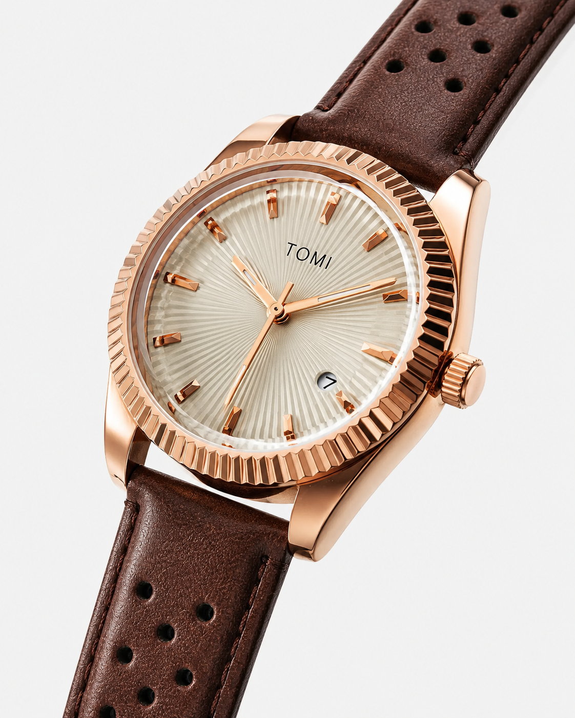Tomi Brown Gold Jaguar Dial Watch