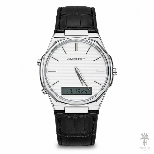 Black Silver Universe Point Dual Time Watch
