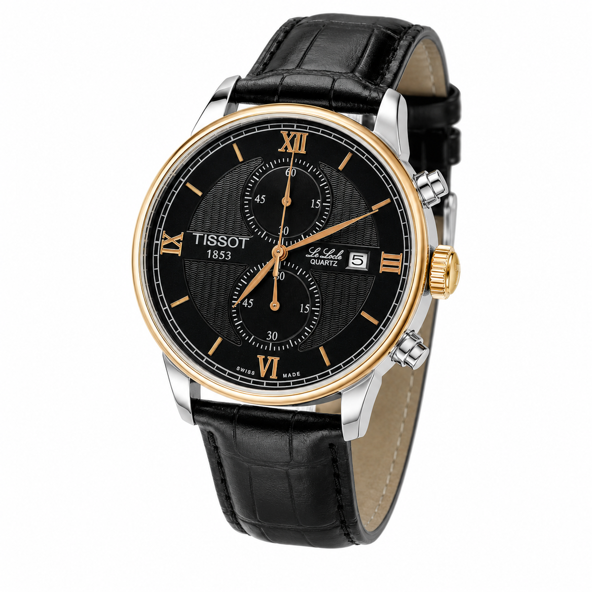Le Lode Black Leather Chronograph Dial Tissot Watch