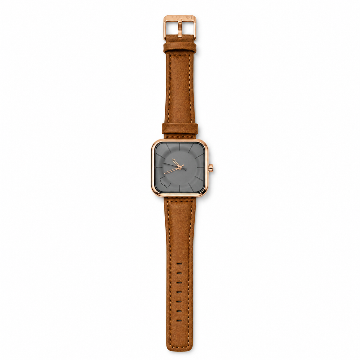 Tomi Brown Gold Square Dial Watch