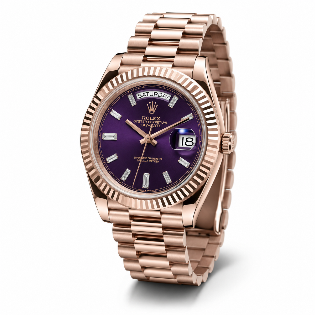 Day Date Rose Gold Indigo Dial Automatic Super Clone Watch