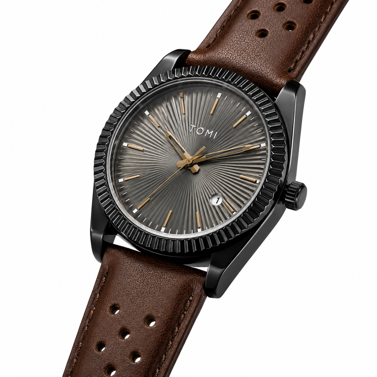 Tomi Brown Black Jaguar Dial Watch