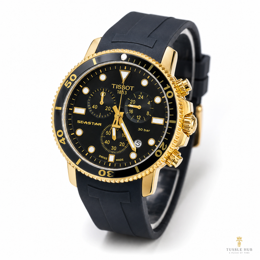 Black Gold Black Tissot Sea Star Chronograph Watch