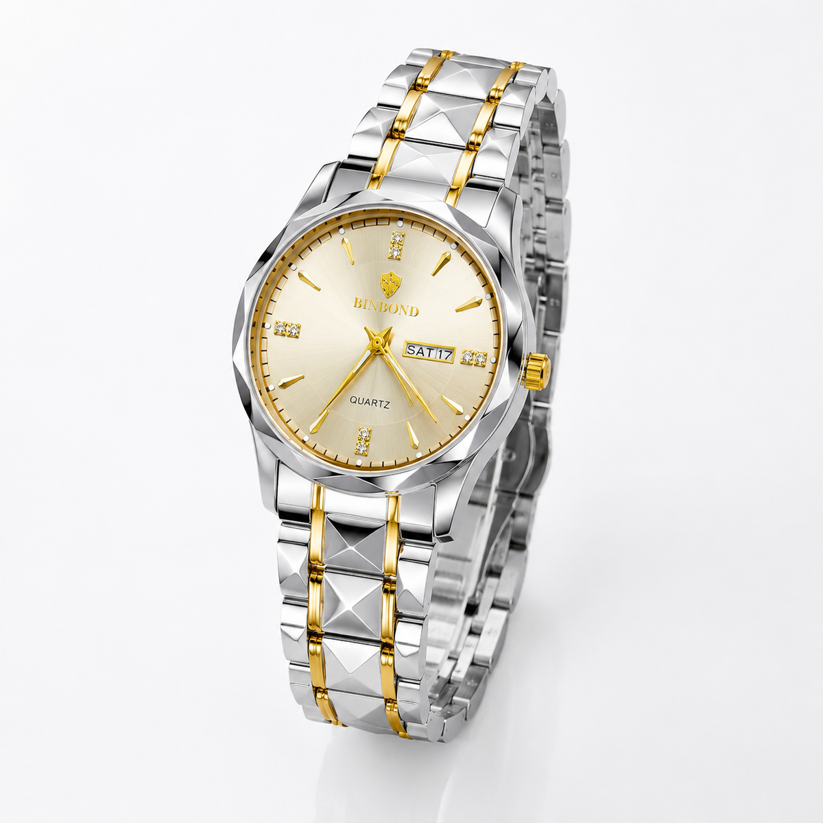 Two Tone Binbond Silver Prism Dial Watch