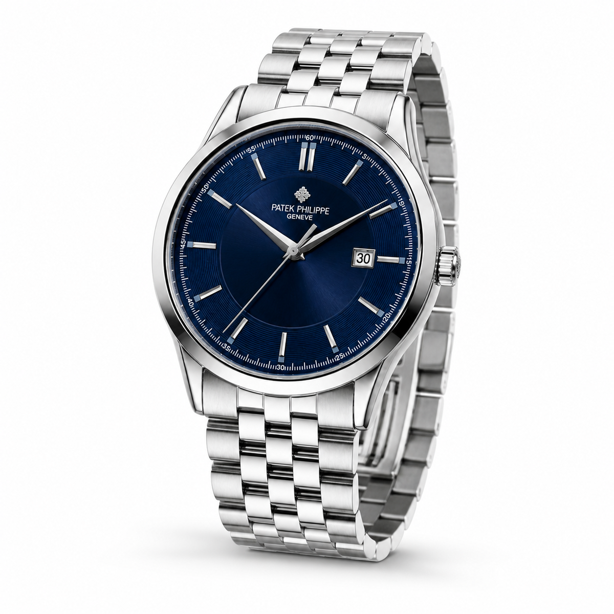 Silver Sapphire Round Smooth PP Watch