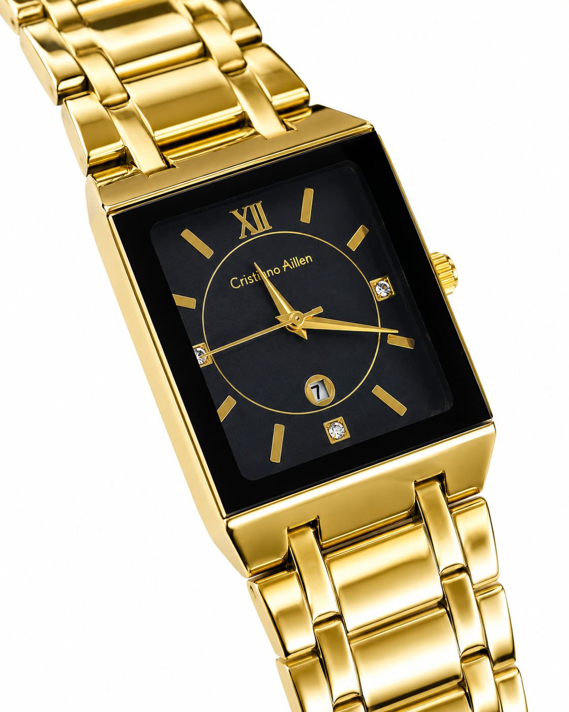 Cristiano Aillen Gold Black Square Watch