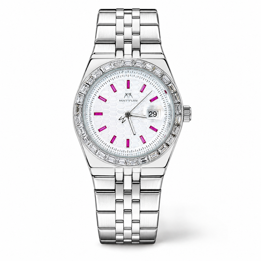 Silver White Luxus Watch