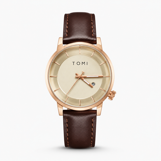 Tomi Brown Gold Galaxy Dial Watch