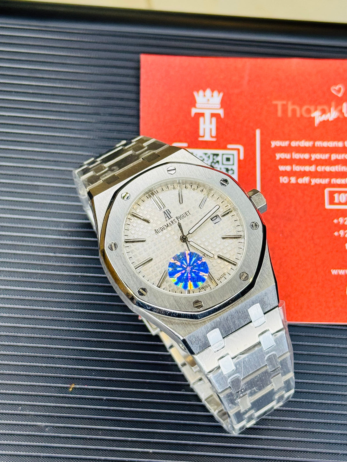 AP Super Clone Silver White Waffle Royal Oak Watch
