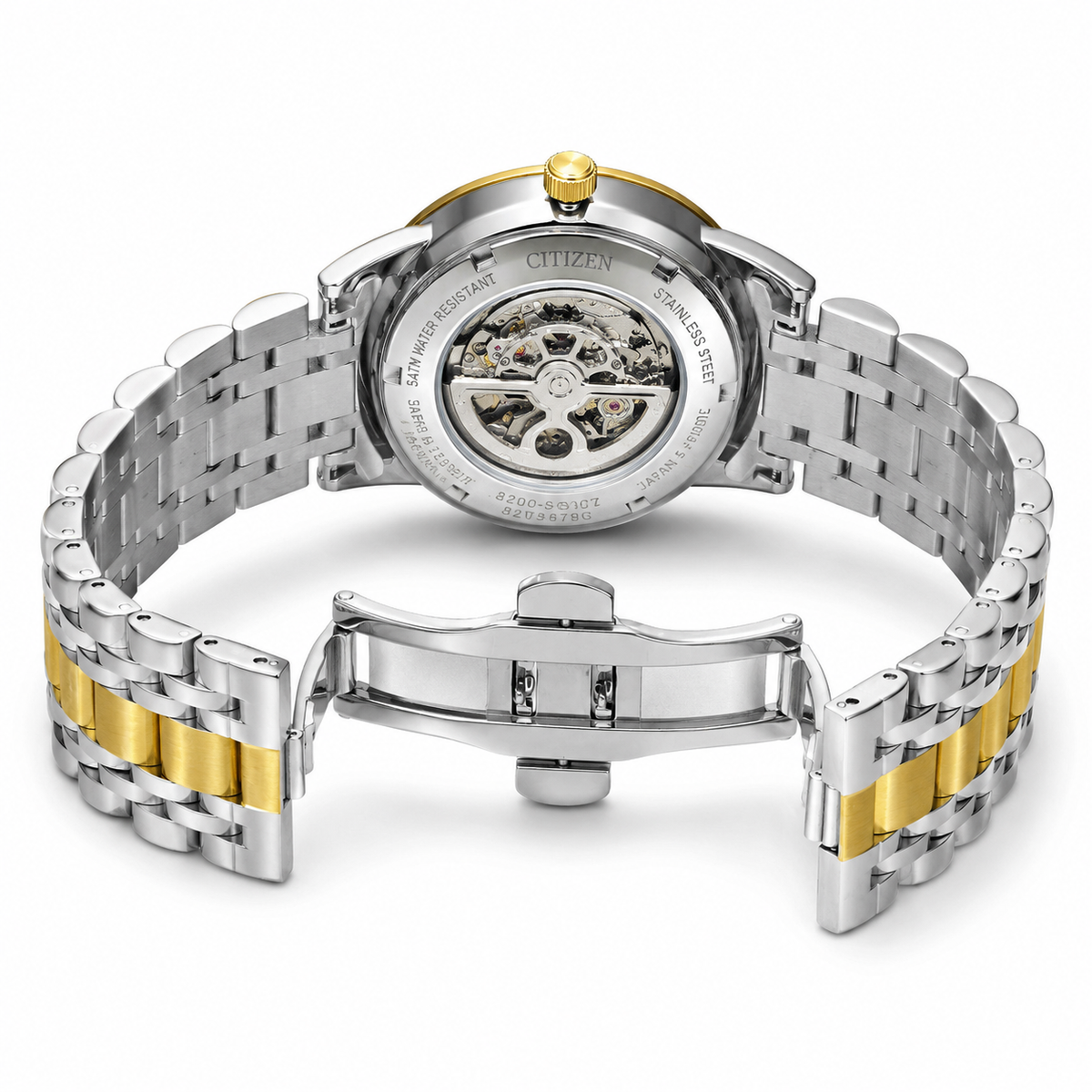 Two Tone Black Citizen Skeleton Automatic Watch