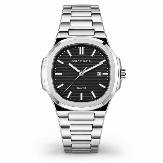 Silver Black Nautilus Premium Watch