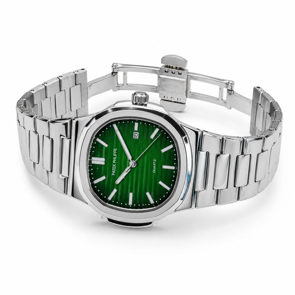 Silver Emerald Nautilus Premium Watch