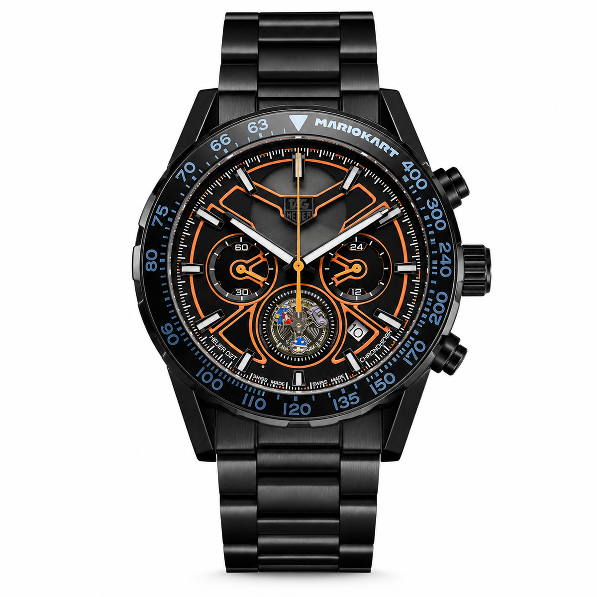 Tag Heur Black Orange Chronograph Watch