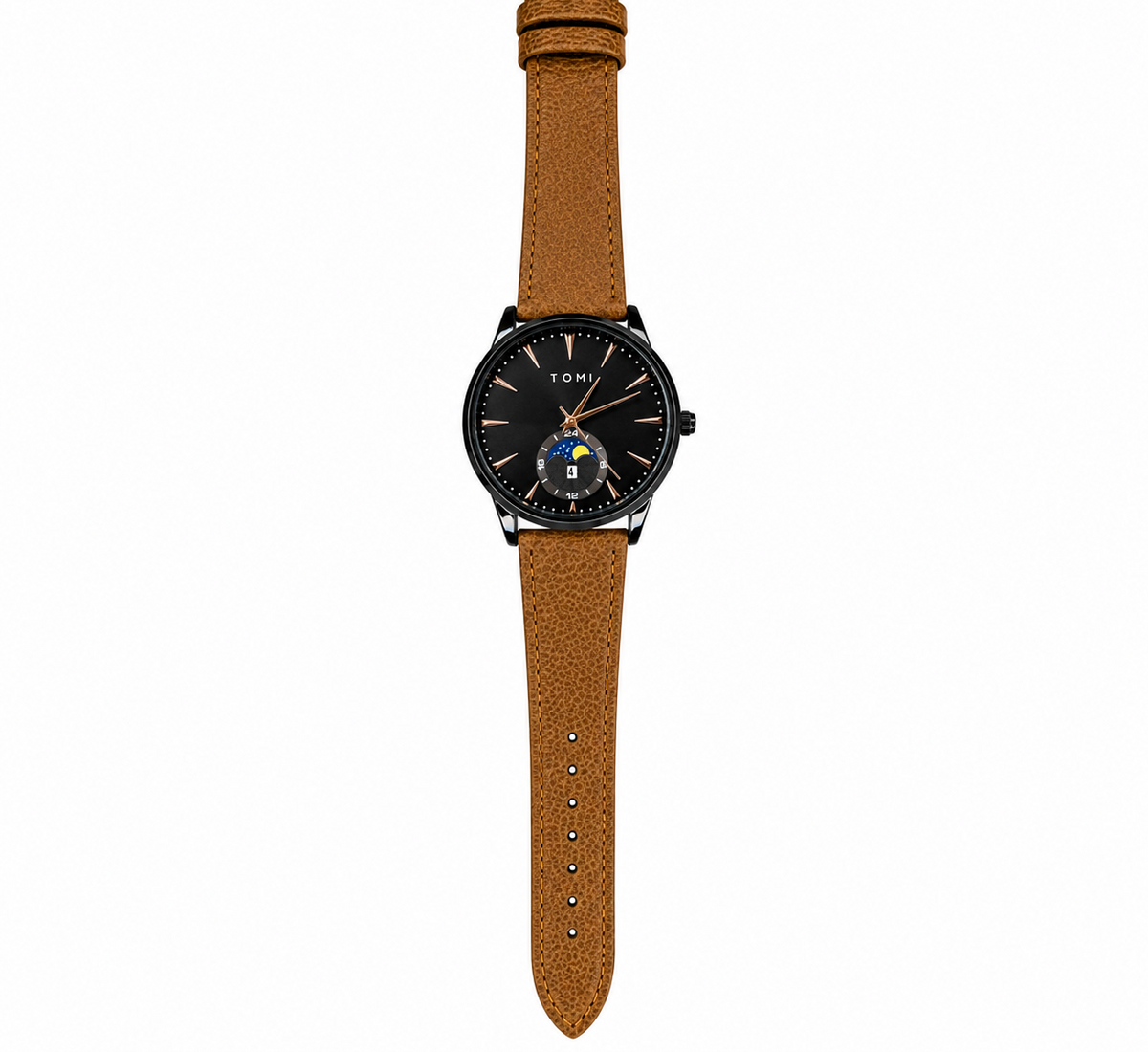 Tomi Brown Black Leather Magnetic Strap Watch