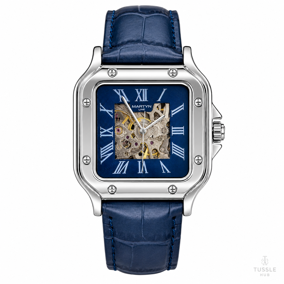 Black Gold White Tank Automatic Skeleton Watch