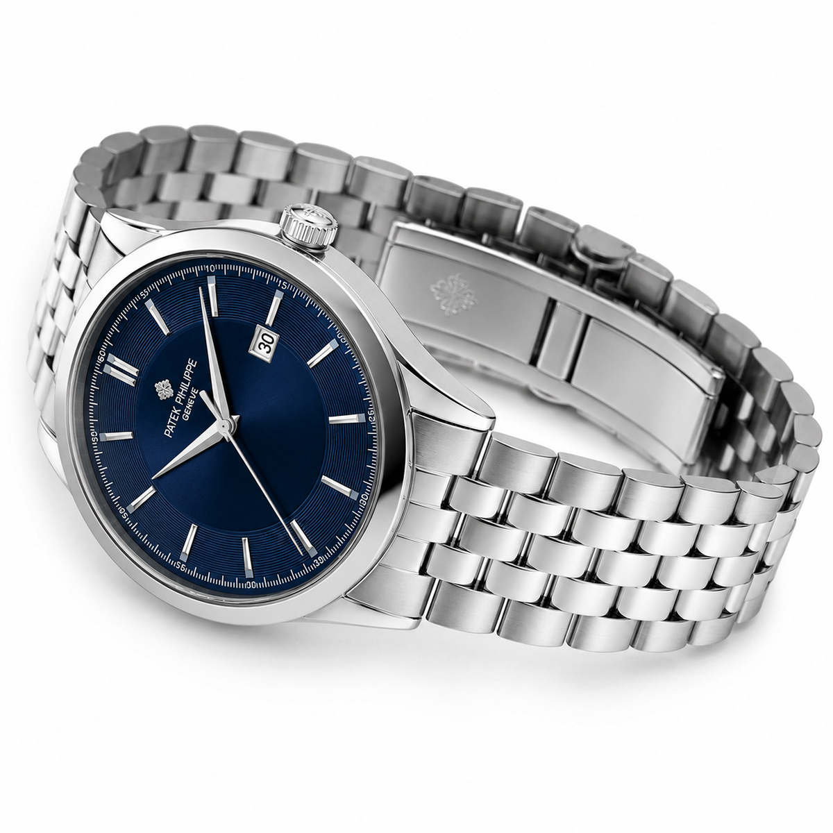 Silver Sapphire Round Smooth PP Watch