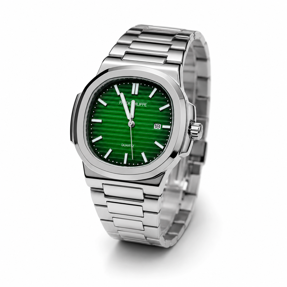 Silver Emerald Nautilus Premium Watch