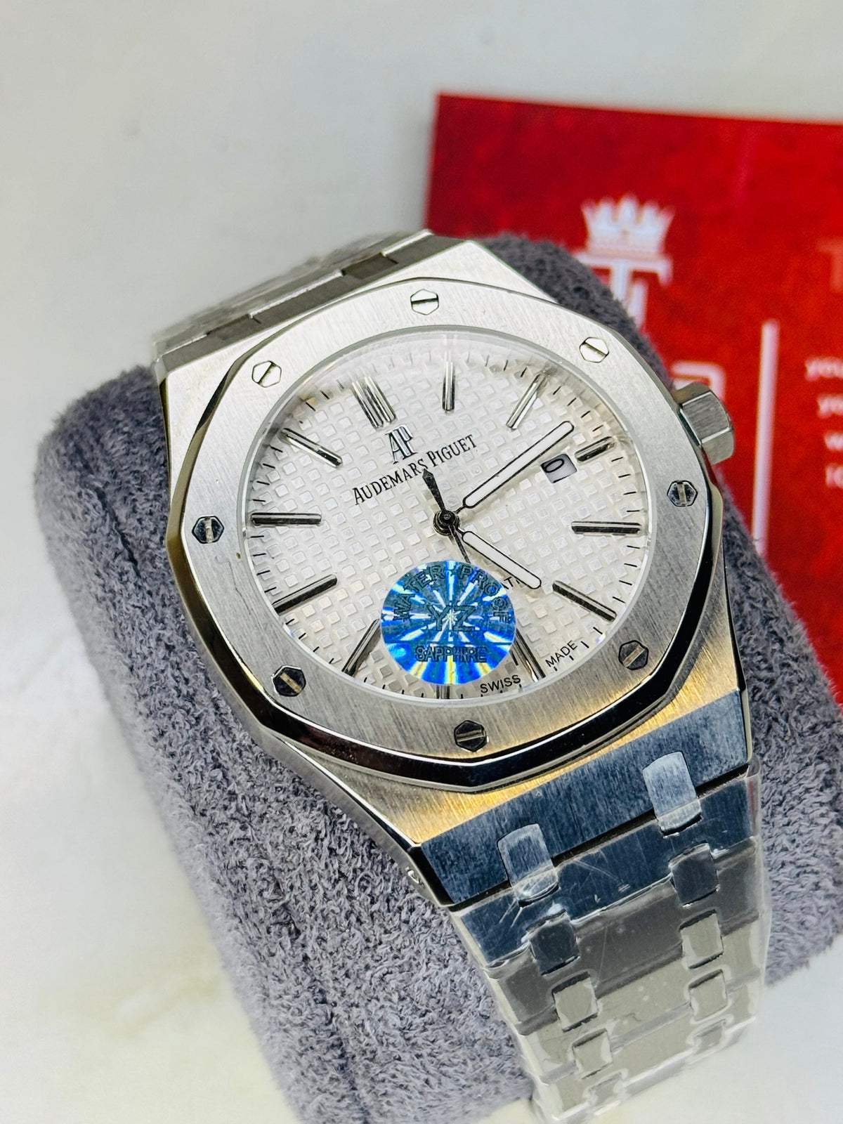AP Super Clone Silver White Waffle Royal Oak Watch