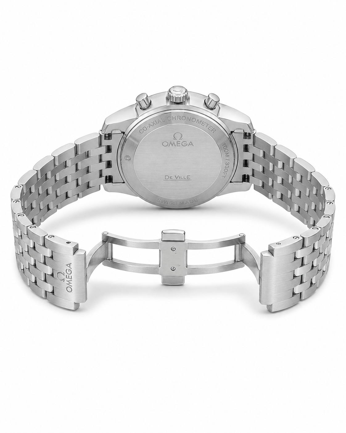 Omega De Ville Silver White Chronograph Watch