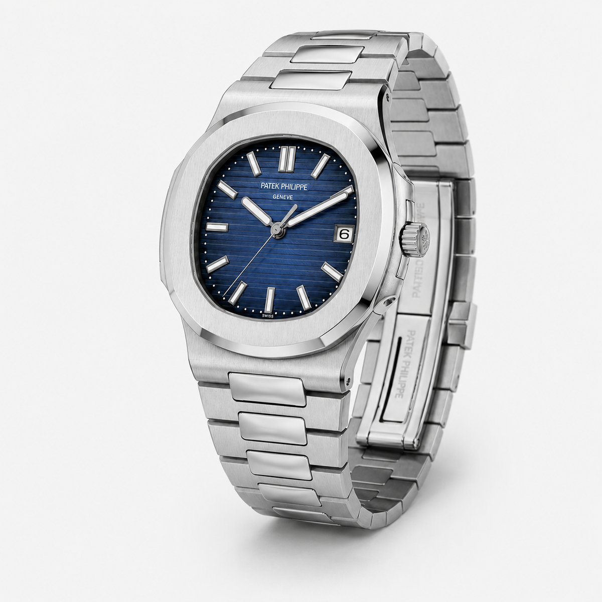 Silver Sapphire Automatic Nautilus Super Clone Watch