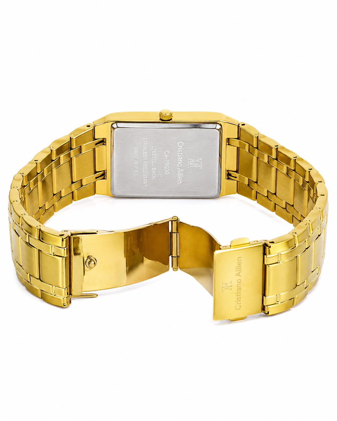 Cristiano Aillen Gold Black Square Watch