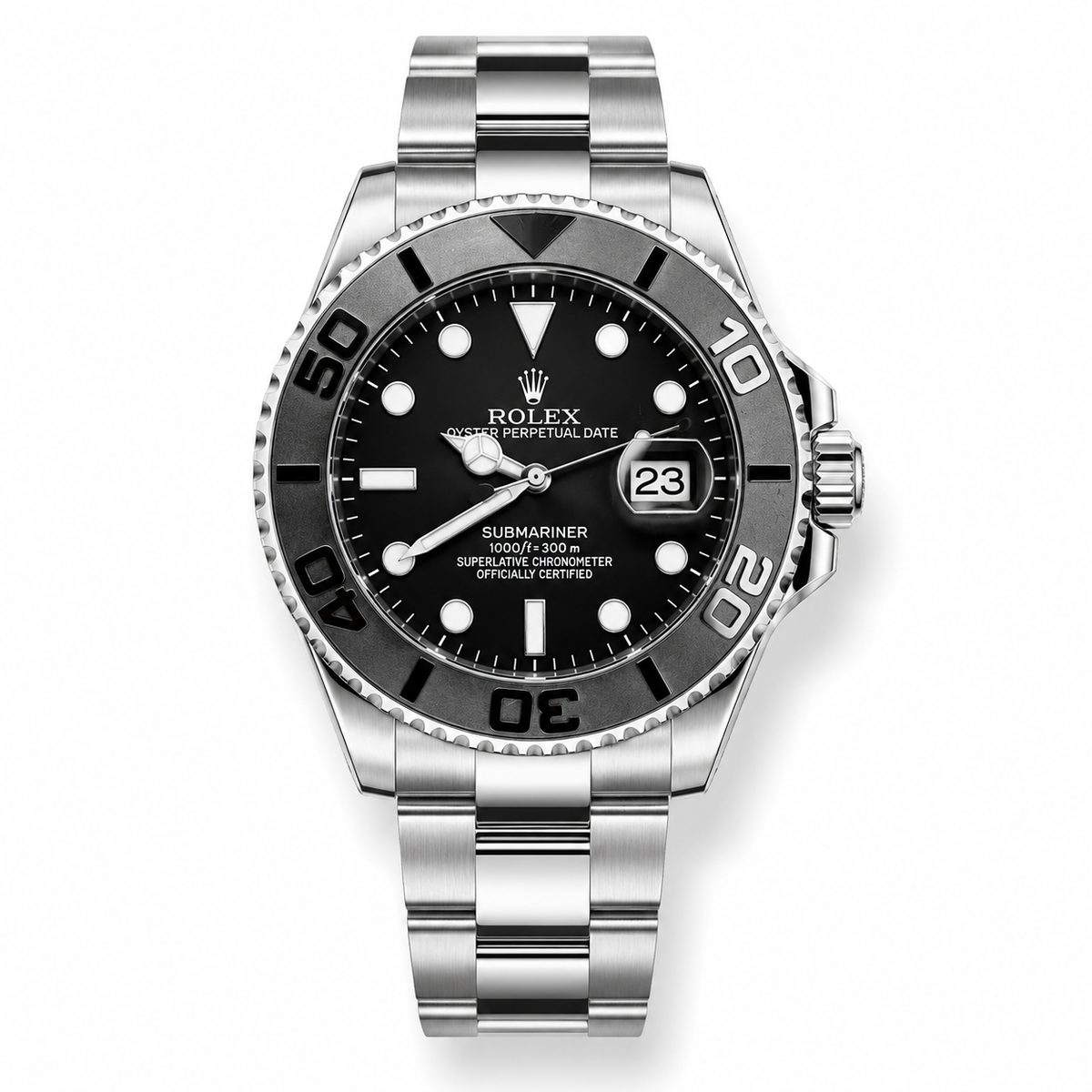 Silver Black Chain Yatchmaster Watch