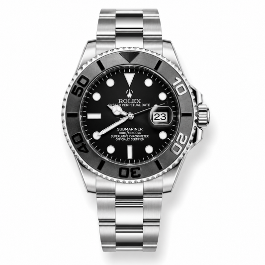 Silver Black Chain Yatchmaster Watch