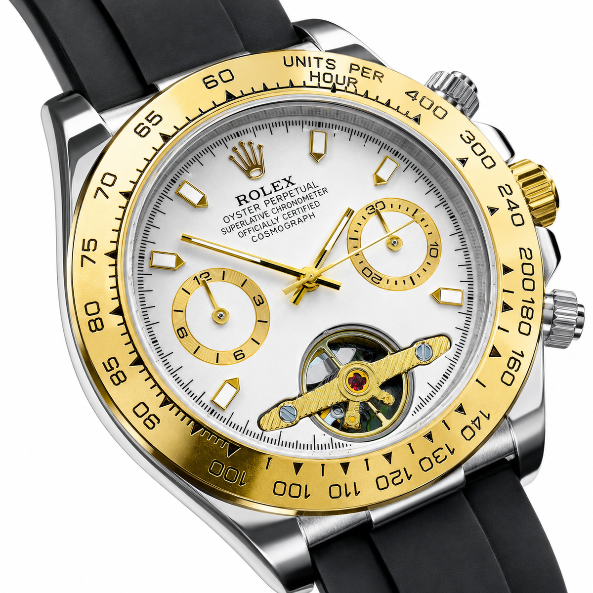 Skeleton Daytona Silver Gold Watch