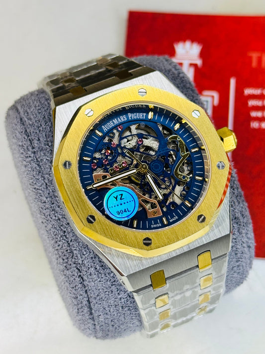 AP Two Tone Navy Automatic Skeleton Dial Super Clone Watch