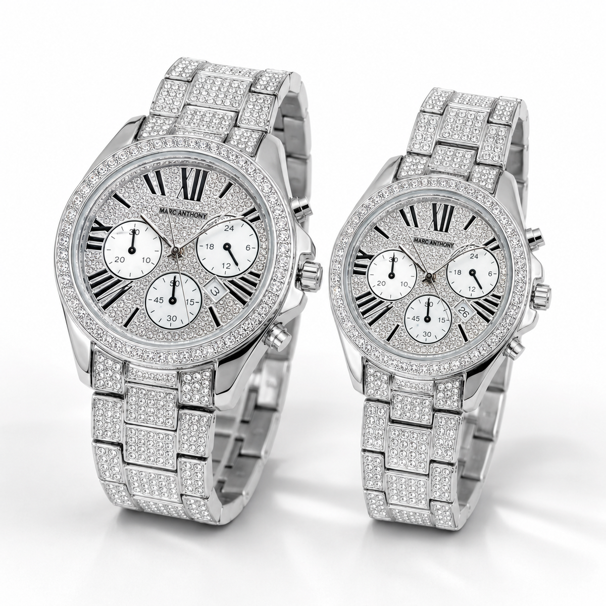 Silver Mk Iced Couple Watches