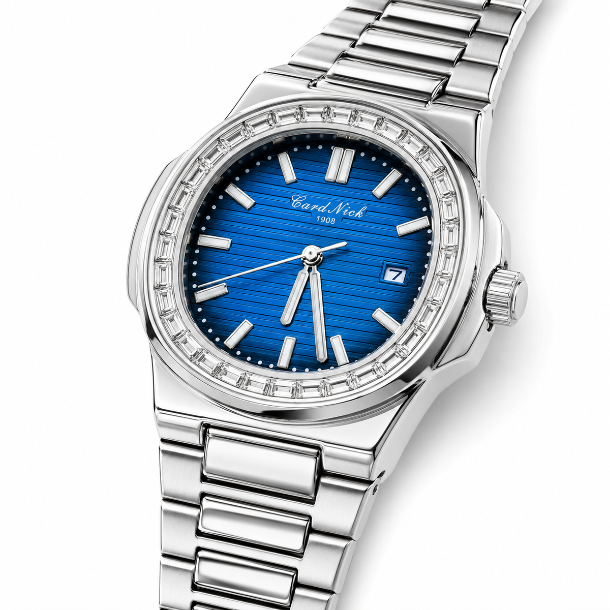 Card Nick Nautilus Silver Ocean Gem Stone Watch