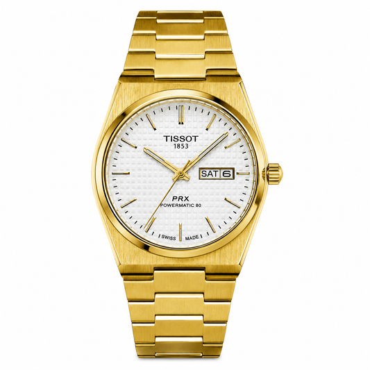 Tissot PRX Gold With White Textured Dial Watch