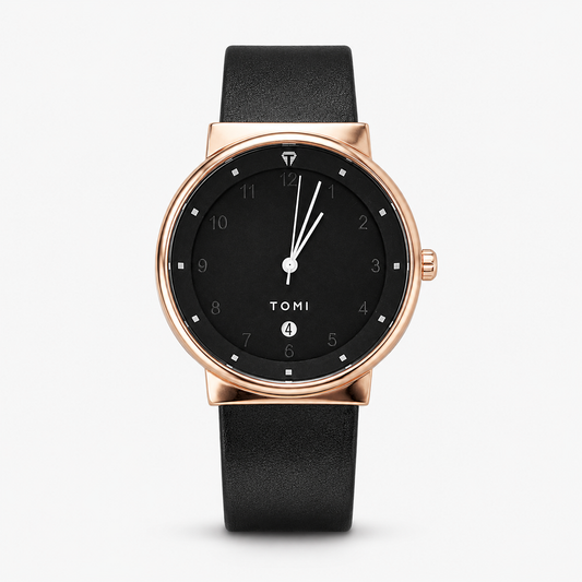 Tomi Black Rose Gold Elegance Dial Watch