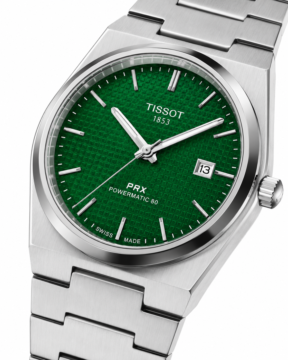 Tissot PRX Silver Emerald Dial Quartz Watch