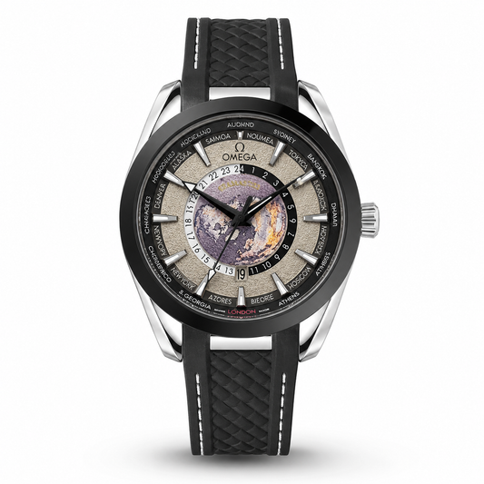 Black Silver Aqua Terra Omega Watch