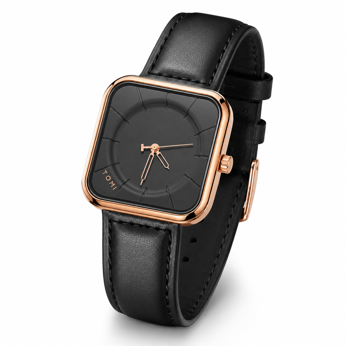 Tomi Black Gold Square Dial Watch